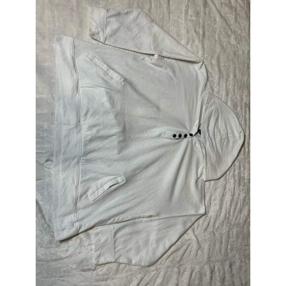 French Laundry Pockets 1/4 Quarter Zip Button Snap Hooded Sweater Women’s Size L - Picture 5 of 8